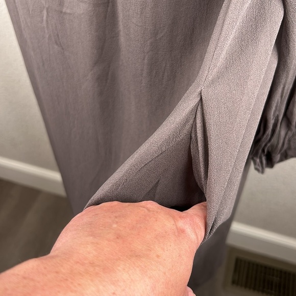 Crispin and Basilio 100% Silk Brown Long Sleeve Lagenlook Midi Dress Size Medium - Picture 6 of 10